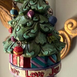 Jim Shore Green and Red Holiday Ornament